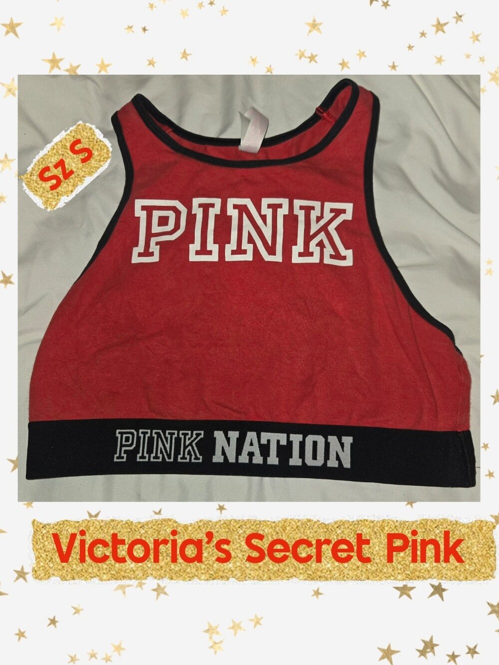 Victoria's Secret PINK Red Crop Sports Bra Sz S